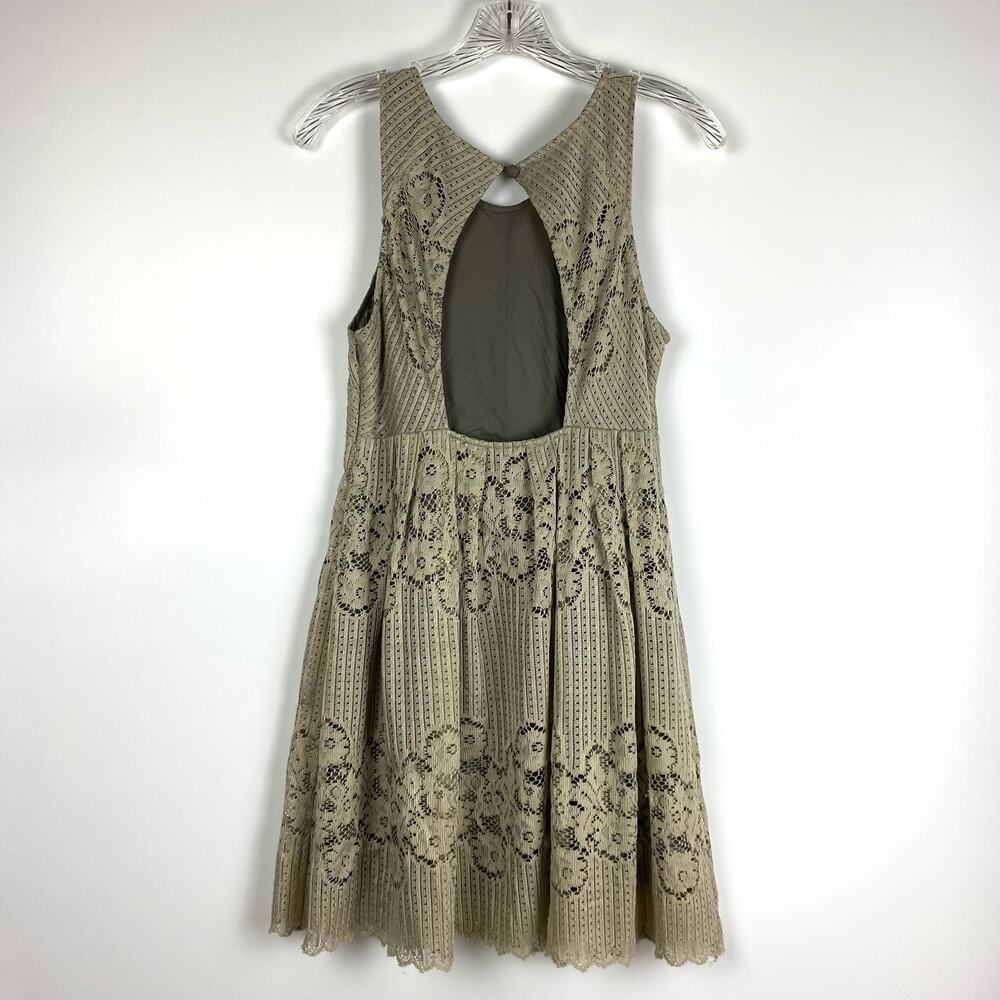 Free People Rocco Lace Dress Stone Gray Keyhole Back Womens Size 4 - Picture 8 of 11